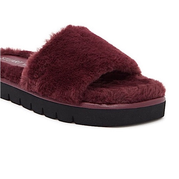 Stuart Weitzman Elodie Chill Faux Fur‎ Slide Sandal - Picture 1 of 12